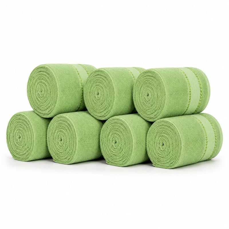 Image of TowelWala Hand Towel 550 GSM Soft Absorbent Quick Dry (Green, Pack of 7)