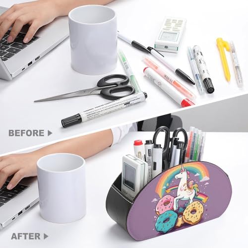 Organiseur de télécommande Donut Rainbow de bureau et support en cuir 5 cases - 4