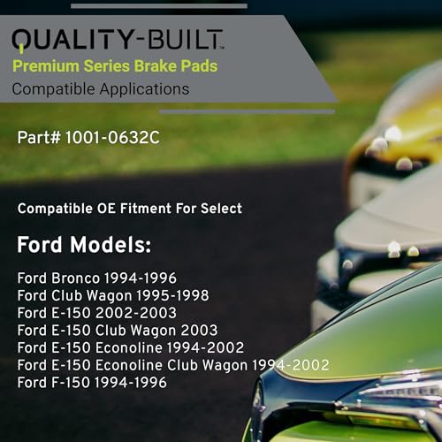 Image of QUALITY-BUILT Front Ceramic Brake Pads, Premium 1001-0632C, Compatible with 1994-2003 Ford (Bronco,Club Wagon,E-150,E-150 Club Wagon,E-150 Econoline,E-150 Econoline Club Wagon,F-150)
