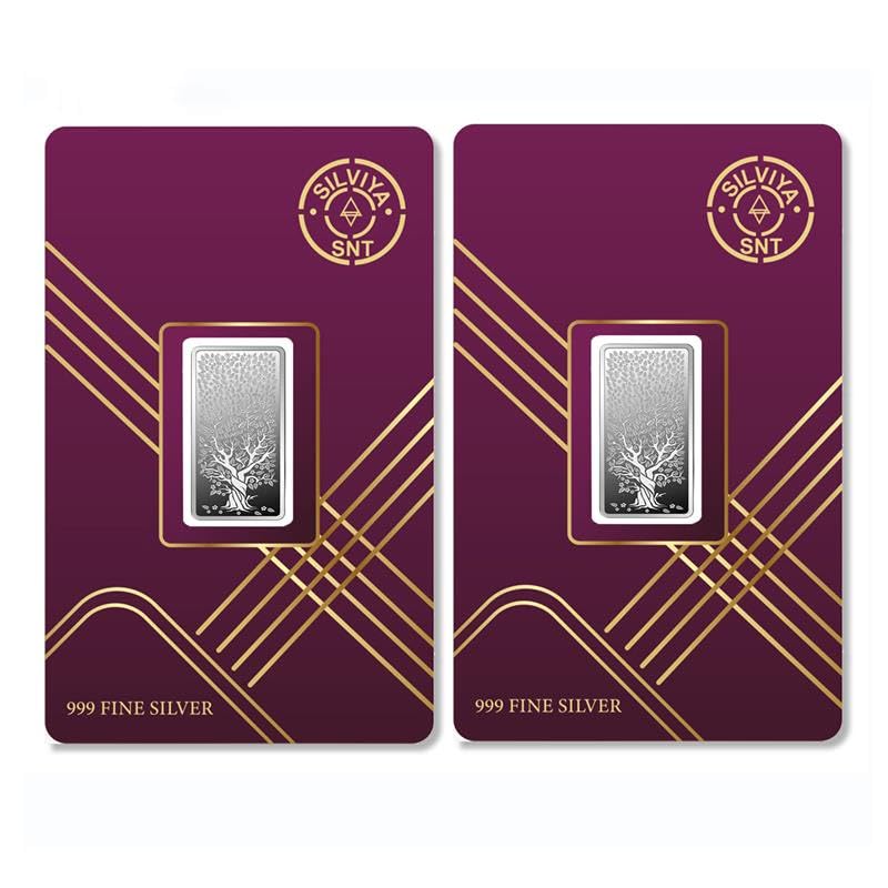 Silviya BIS Hallmarked Beautiful Silver Coin - 999 Pure with Banyan Tree & Peacock Design (10g, 20g, 50g, 100g) - Elegance - Style - Ideal for Every Occasion - With Authenticity Certificate