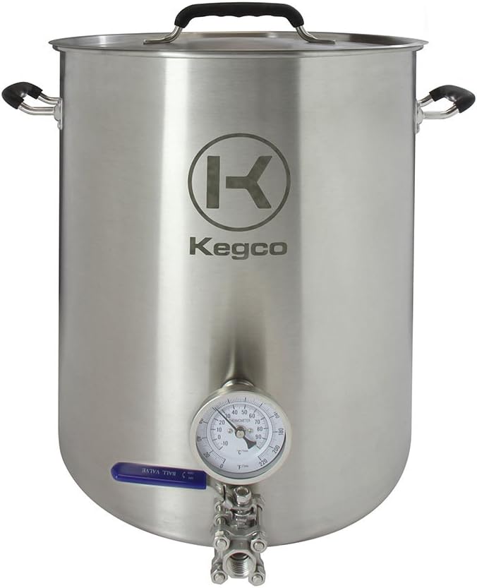 Kegco 3PXBK10-T3 10 Gallon Brew Kettle with Thermometer & 3-Piece Ball Valve