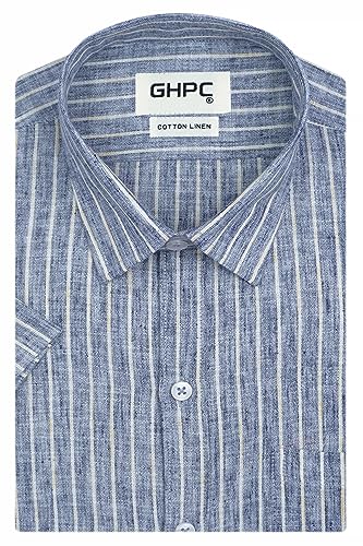 Image of GHPC 100% Cotton Striped Half Sleeves Regular Fit Formal Shirt for Men