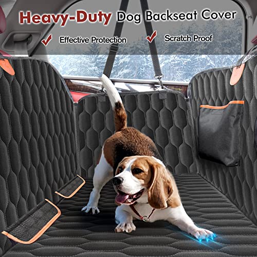 Dog Car Seat Cover, 100% Waterproof Dog Hammock for Door Scratchproof, 600D Nonslip Back Seat Cover with Mesh Window and Storage Pocket for Cars Trucks and SUV