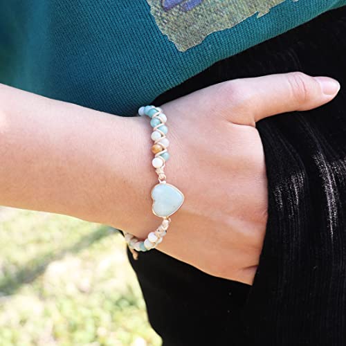 Image of YGLINE Boho Handmade Natural Stone Bead Wrap Wrist Statment Bracelet Jewelry Collection