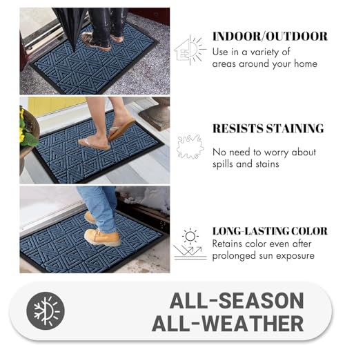 Yimobra Door Mat Outdoor Entrance, Heavy Duty Durable Front Welcome matt for Outside Home Entry, Doormat for Back Patio Floor Porch Garage Office, Low Profile, Easy Clean, Waterproof, 43x75 cm, Blue - Image 4