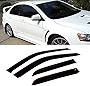 Puermto Original Side Window Wind Deflector, 4pcs Out-Channel Tape-On Nice Rain Guards Set, Vent Visor fit for 2008-2017 Mitsubishi Lancer/Evolution 10 4-Door Sedan Only 94039