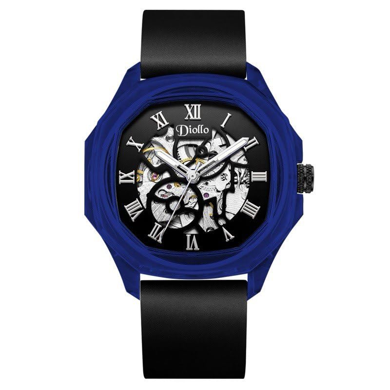 Skeleton Acrylic Transparent Blue Shade Mens Automatic Silicon Belt Premium Watch | Design in California (B0CZHBRFLH) Amazon Price History, Amazon Price Tracker