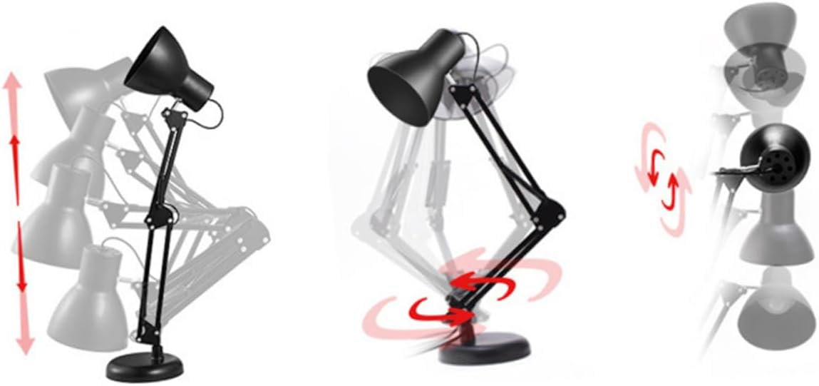 LED Desk Lamp USB Charger Adjustable Long Arm Eye-Care Table Lamp for Reading and Study Metal Folding Design Dimmable Brightness Suitable for Home Office