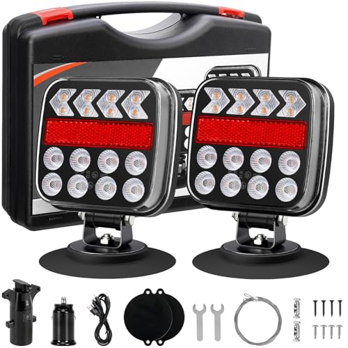 ZUNAICE Wireless Trailer Lights, Adjustable Magnetic LED Trailer Lights with Reflectors, Rechargeable Tow Tail Light Kit for Trucks, Boats, RVs, Campers, IP67 Waterproof