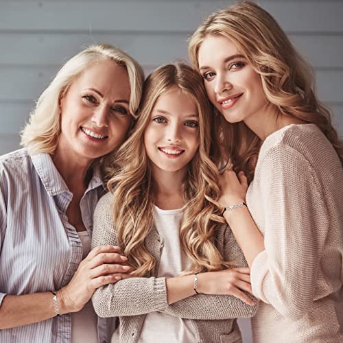 Image of Desimtion Mom and Daughter Bracelets for 2, 3, 4, 5, 6, Mother Daughter Matching Heart Bracelets - Birthday Gifts for Mom from Daughter