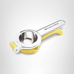 KitchenAid Citrus Juice Press Squeezer for Lemons and Limes with Seed Catcher and Pour Spout, Lemon, 8 Inch