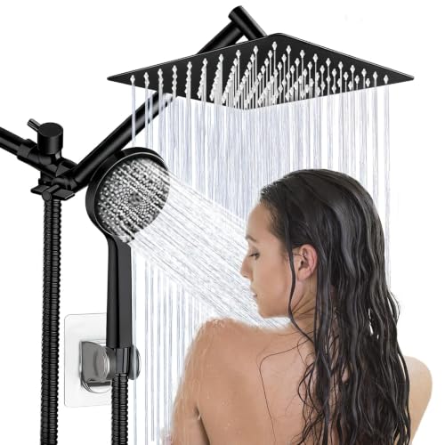 Image of Shower Head, 8 inch High Pressure Rainfall Shower Head with Handheld Dual Spray