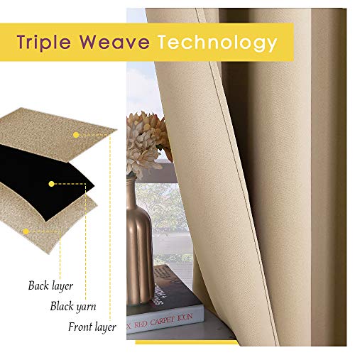 Nicetown Room Darkening Draperies Window Curtain Panels, Thermal Insulated Grommet Room Darkening Curtains For Bedroom (Biscotti Beige, 2 Panels, W42 X L54) #TOP3