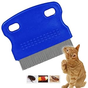 Patty Both Dog Cat Pet Lice Flea Nit Removal CombBrush Precision Spaced Stainless Steel Teeth Locked into Sturdy Plastic Handle for Easy CleaningBlue