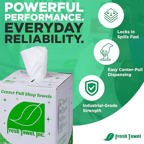 Image of Fresh Towel Ultra Strong Center Pull Shop Towels, 300 Count, 9x12 Rags