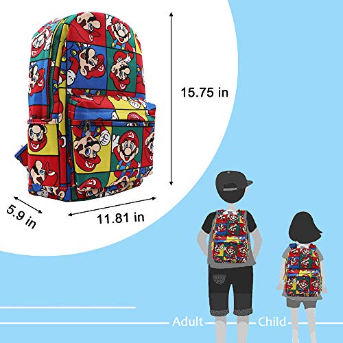 Finex Mochila casual Star Mario Bros Canvas com compartimento de armazenamento para laptop de 15 pol