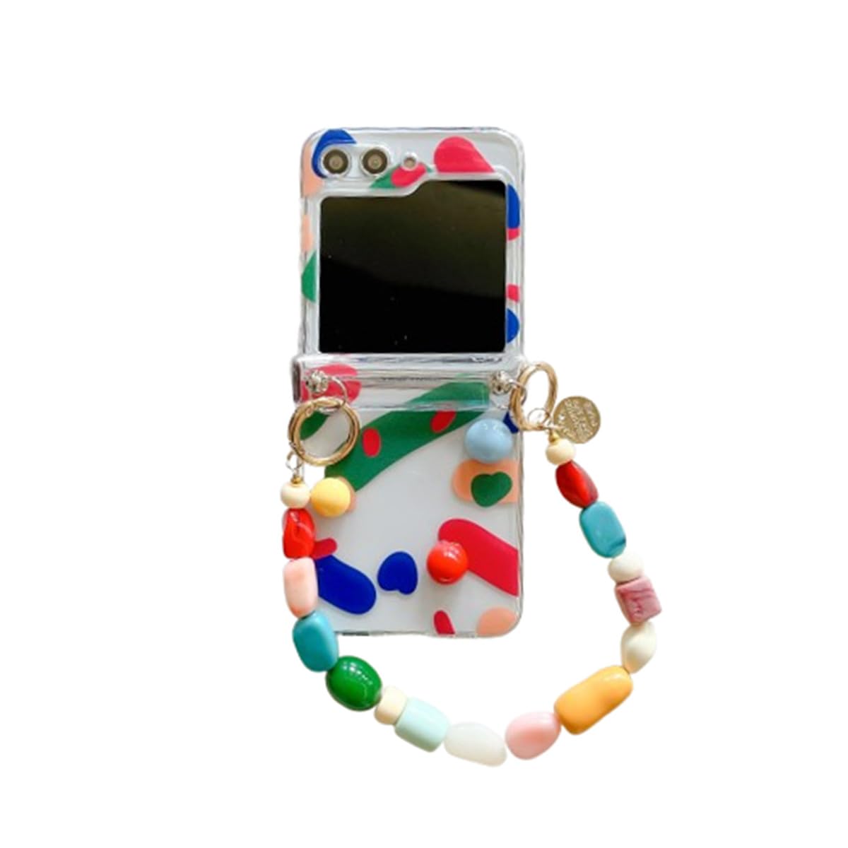 AOLABOKY Cute Case for Samsung Galaxy Z Flip 6 with Wrist Bracelet,Funny Kawaii Art Style Design Galaxy Z Flip 6 Phone Cover for Girls Women (Line