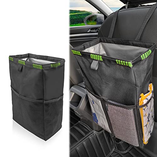 Image of KEVWR Waterproof Oxford Garbage Bag With 4 Storage Pockets, Hanging Car Trash Can, Foldable Leakproof Trash Bin, Portable Large Capacity Auto Organizer, Fit For Truck, SUV, Home, Office