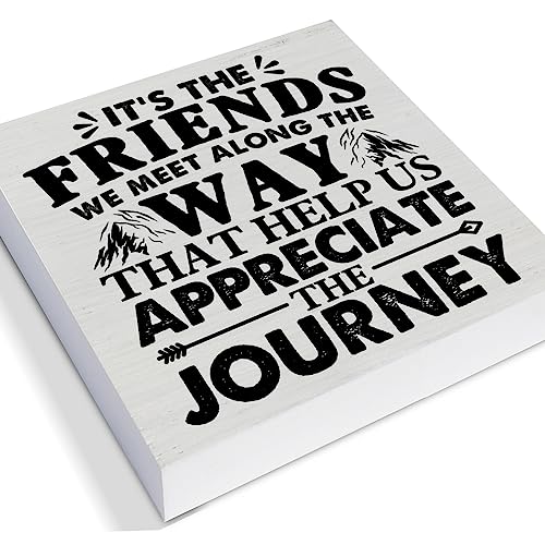 Friend-Quote-Decorative-Wooden-Box-Sign-Its-the-Friends-We-Meet-Along-the-Way-Wood-Block-Plaque-Decor-Farmhouse-Home-Shelf-or-Wall-Display-5×5-Inches Friend Quote Decorative Wooden Box Sign Its the Friends We Meet Along the Way Wood Block Plaque Decor Farmhouse Home Shelf or Wall Display 5×5 Inches