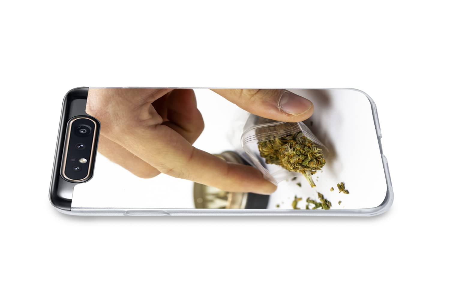 Funda para Samsung Galaxy A80 - Marihuana en una Bolsa de plástico con Molinillo - Funda de Silicona/Funda Blanda para teléfono móvil