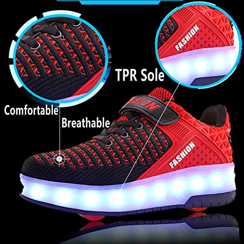 Aikuass Usb Chargable Led Light Up Roller Shoes Wheeled Skate Sneaker Shoes For Boys Girls Kids thumb #1