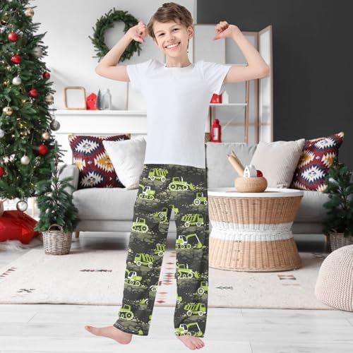 Boy's Pants Building Car Jogger Pants Elastic Waist Long Bottoms Trousers with Pockets 6-14 Years2