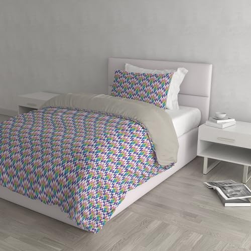 Housse de couette italienne zig zag en microfibre premium lit simple - 3