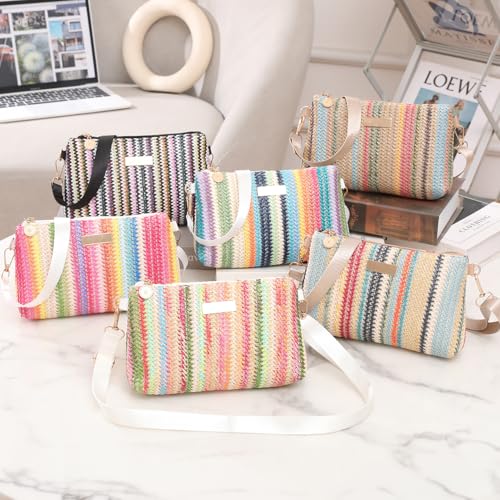 Bolso de playa de paja para mujer con correa desmontable miniatura 3