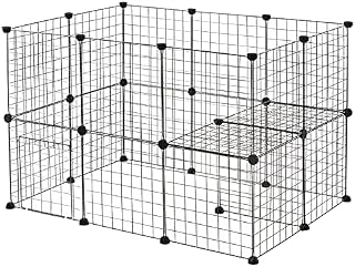 EUGAD rabbit run guinea pig run hamster playpen bunny puppy enclosure exercise fence with door diy black 23 Panels (35x35cm/panel) 107 x 75 x 71 cm 0003WL