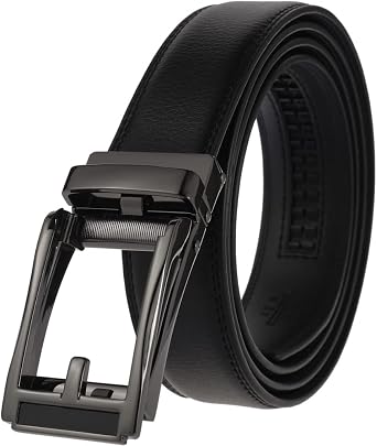 Ratchet Belts for Men Leather with Automatic Gold Buckle Big and Tall Adjustable