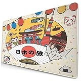 マウスパッド 大型 ゲーミング でかい キーボードパッド 和風 和柄 和 鯉のぼり 招き猫 旅 ゴム底 光学マウス ゲーム 特大 40cm×75cm 滑り止め 耐久性が良い おしゃれ かわいい 防水 サイバーカフェ オフィス最適 適度な表面摩擦
