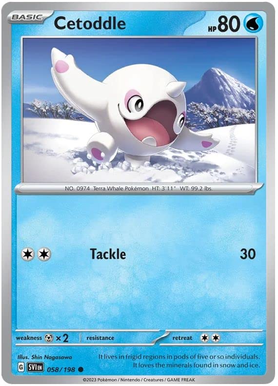 Cetoddle 058/198 Common Pokemon Card (Scarlet & Violet Base) + 1x