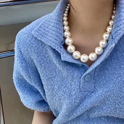 Vintage Boho Short Middle Large Pearl Shiny Choker Necklaces Dainty Pearls Simple 1920s Choker Necklace Halloween Prom Party Bar Necklace for Women4