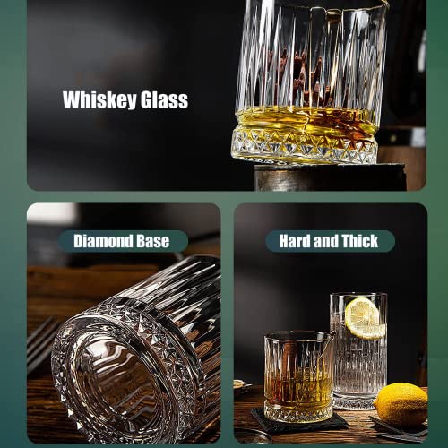 M-Bay 12.5Oz Vertical Stripes Old Fashioned Whiskey Glasses Set Of 4, Thick Bottom Crystal Whiskey Glasses With Luxury Box, Rock Glasses For Bourbon, Cognac, Vodka, Tequila, Scotch… #TOP4