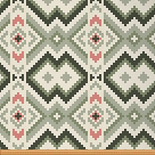 Tela nórdica para tapicería para sillas, tela geométrica africana para tapicería y proyectos de bricolaje en el hogar, 1 yarda, largo 92 x ancho 150 cm, verde y rojo