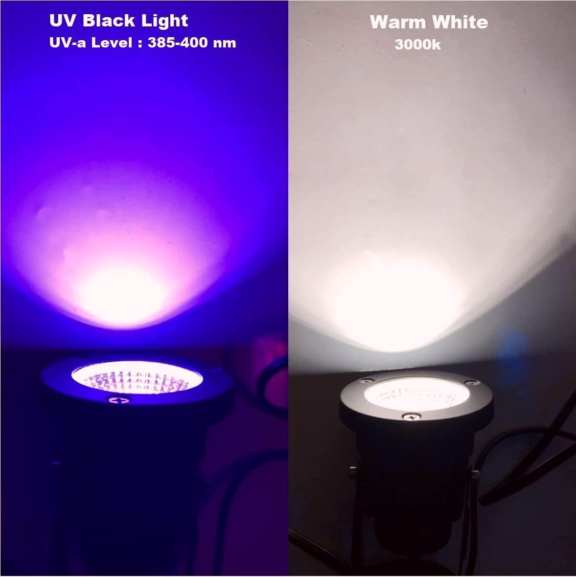 EAGLOD 12W Led Black Lights,Outdoor Warm White and Blacklight for Landscape Lighting,110V 2 Color Black Spotlight with 2 Prong Plug Cord for Halloween Party