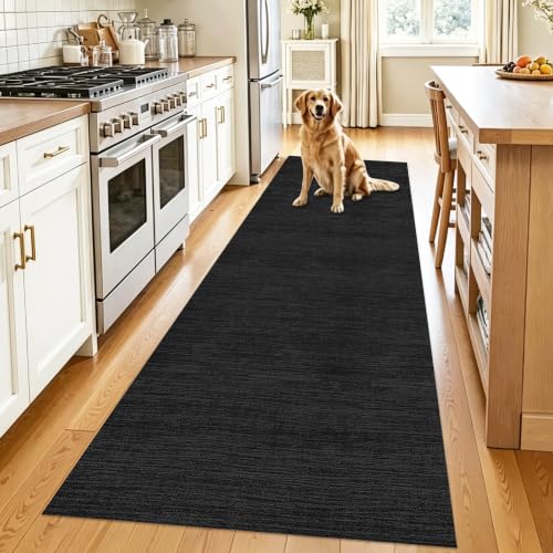 Alfombra corredor para pasillos largos y cocinas modernas transitable negra 2