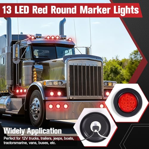 Image of 2.5 Inch 13 LED Side Marker Lights (Amber Len Amber Color) | Rubber Rings