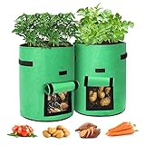 Potato Grow Bags,2 Pack 10 Gallon Potato Growing Bags Planting Bag with Flap and Handles Vegetable...