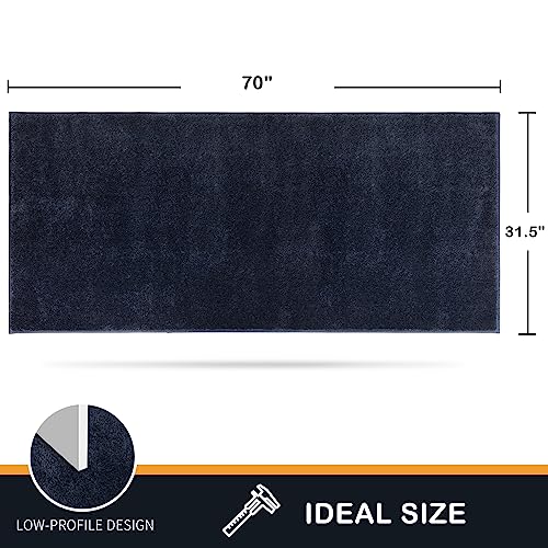 PURRUGS Dirt Trapping Door Mat 31.5" x 70", Non-Slip Machine Washable Entry Rug, Shoe Scraper, Dog Doormat, Super Absorbent Welcome Mat for Front & Back Door, Muddy Shoes & Paws, Navy Blue