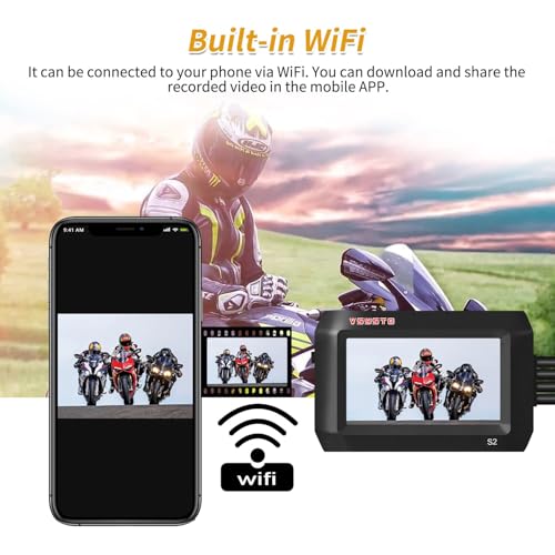 VSYSTO Motorcycle Dash Cam, 130° Wide Angle Motorcycle Camera Front and Rear 1080P, 3'' Screen Waterproof Bike Dash Cam with WiFi, Night Vision, GPS, 24H Parking Monitor, G-Sensor - Image 6