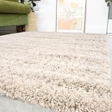Luxury High Pile Fluffy Super Soft Shaggy Beige Living Room Area Rug Durable Thick Plush Carpet Shag Bathroom Mat Bedroom Hallway Rugs 160cm x 230cm