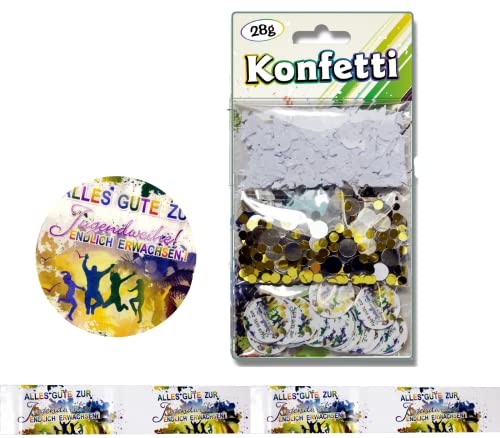 Jugendweihe Deko Konfetti Streudeko 500 Teile dreiteilig 28gr I Alles Gute zur Jugendweihe Endlich Erwachsen Tischdekoration Jugendfeier bunt Mehrfarbig von Feste Feiern Cover
