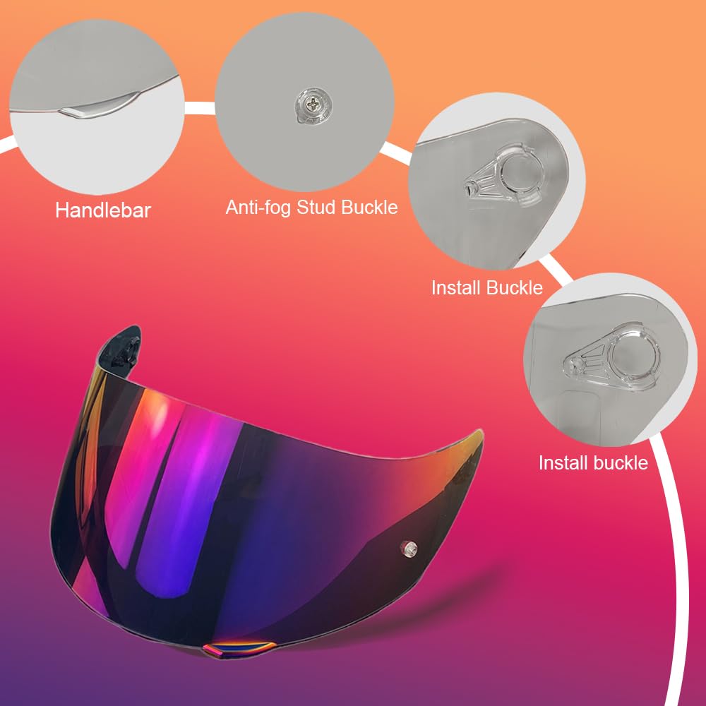 BSTOP K1 Face Shield Uv-Protected for AGV K1, K1S, K3SV, K5, K5S Helmet Shield Visor Windshield (Revo Rose Red-Day use only)