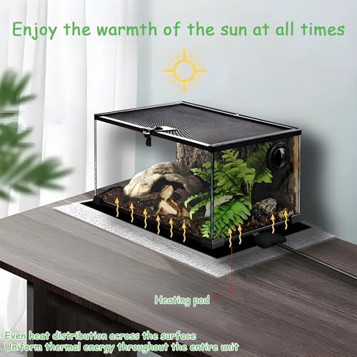 Terrarium Heizmatte 15 x 14 cm, Reptilien Heizmatte mit einstellbarer Temperatur (0-35 Grad), Wasserdicht und Feuchtigkeitsbeständig, 5W, 220V-240V, Europäischer Stecker (1PCS, 5W, 15X14CM)