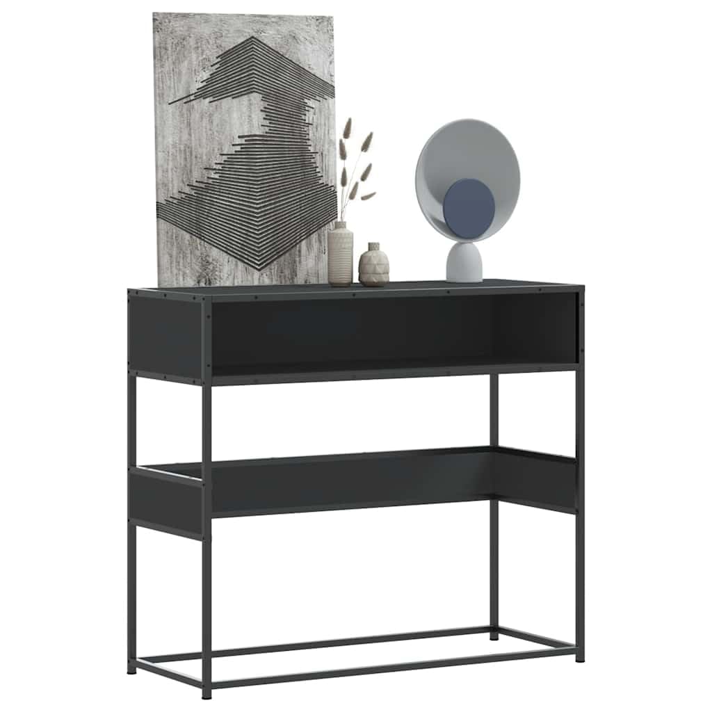 SXZenSpace Console Table Black 90x35x80 cm Engineered Wood & Metal Frame Hallway Slim Sofa Side End for Living Room Bedroom Corridor