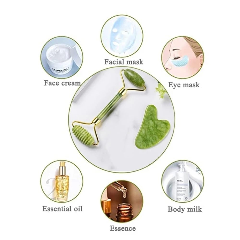 Stein Gua Sha Board Set Jade Roller Massager Gouache Schaber Gesichts Lifting Spa Hautpflege Schönheit Werkzeuge(2pc gua sha 02)