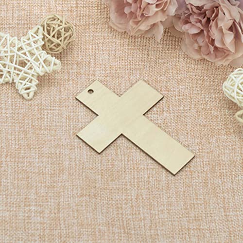 Cross Wooden Hanging Ornaments Cross Shaped Wood Diy Craft Cutout Wooden Slices Embellishments With Hole Hemp Ropes Gift Tag For Birthday Easter Halloween Christmas Decoration (2.8X3.9 In, 20-Pack) #TOP2
