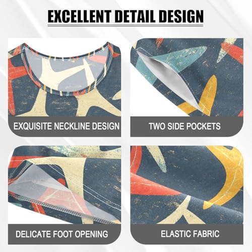 ALAZA Starfish Navy Blue Pajamas Set Short Sleeve Cotton Sleepwear Summer Pjs 2 Piece 5-14Y4