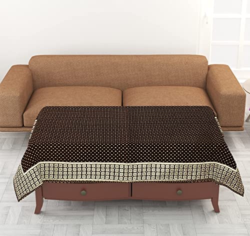 Image of SAWNA Homes 5 Seater Sofa Set with Center Table Cover for Living Comfort - 3 and 2 Seater Arm Cover Set for Home Sofa Couch - 16 Pcs Chenille Slip Cover for Furniture Protector, Mehroon